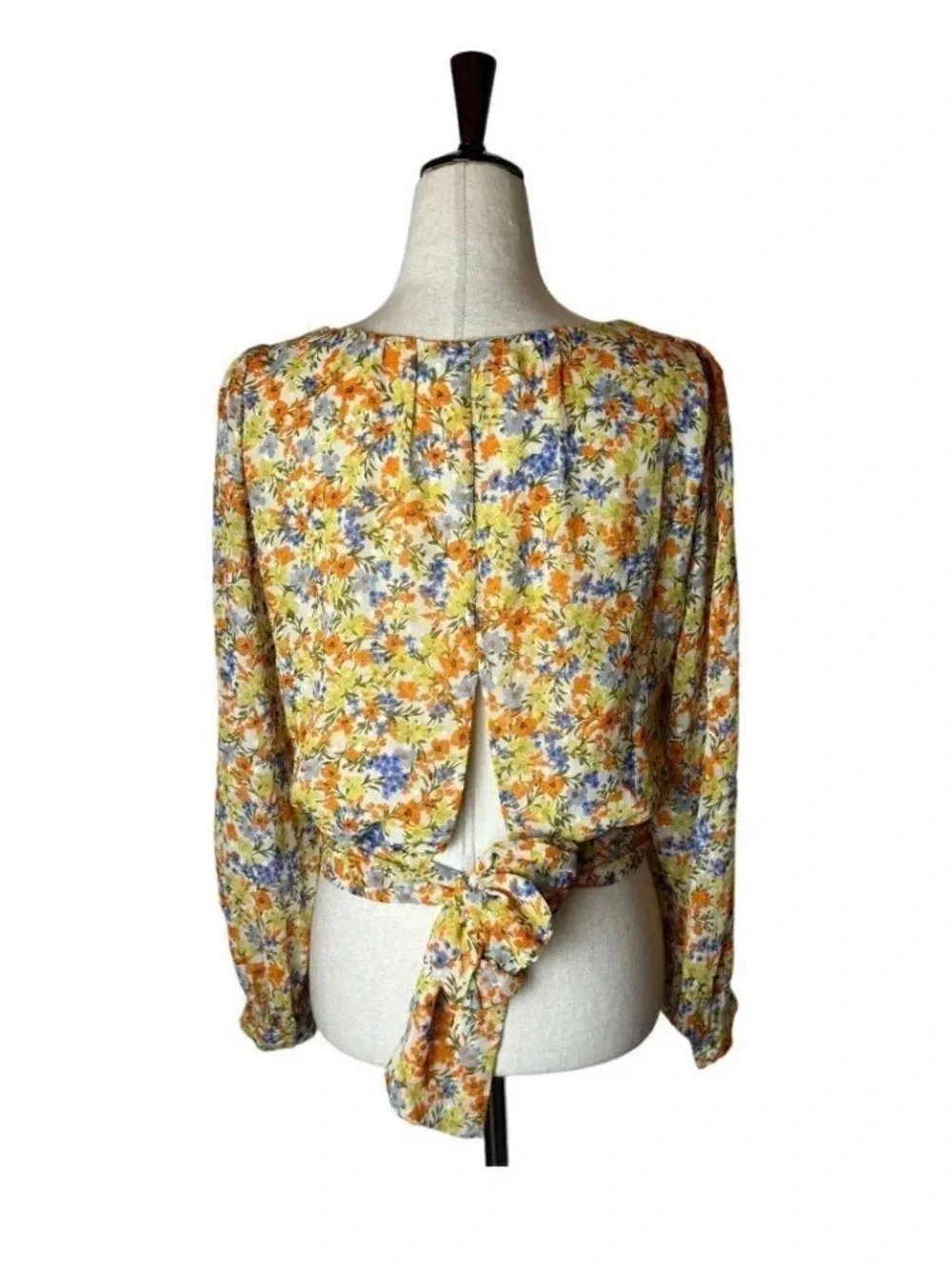 ASTR Yellow Floral Tie-Front Blouse